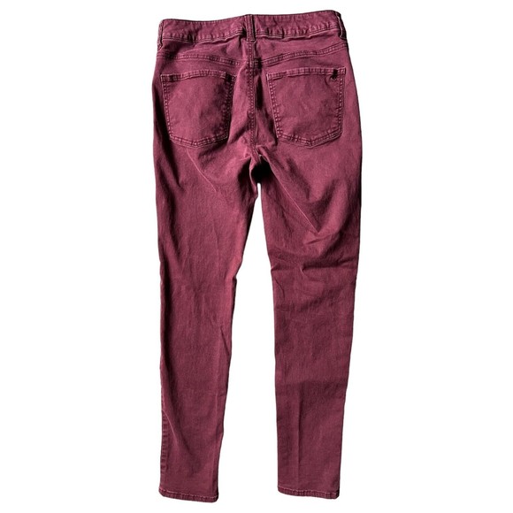 American Eagle Hi-Rise Jegging Women's Size 6 Maroon Moto Ankle Zip Red Stretch - Picture 3 of 16